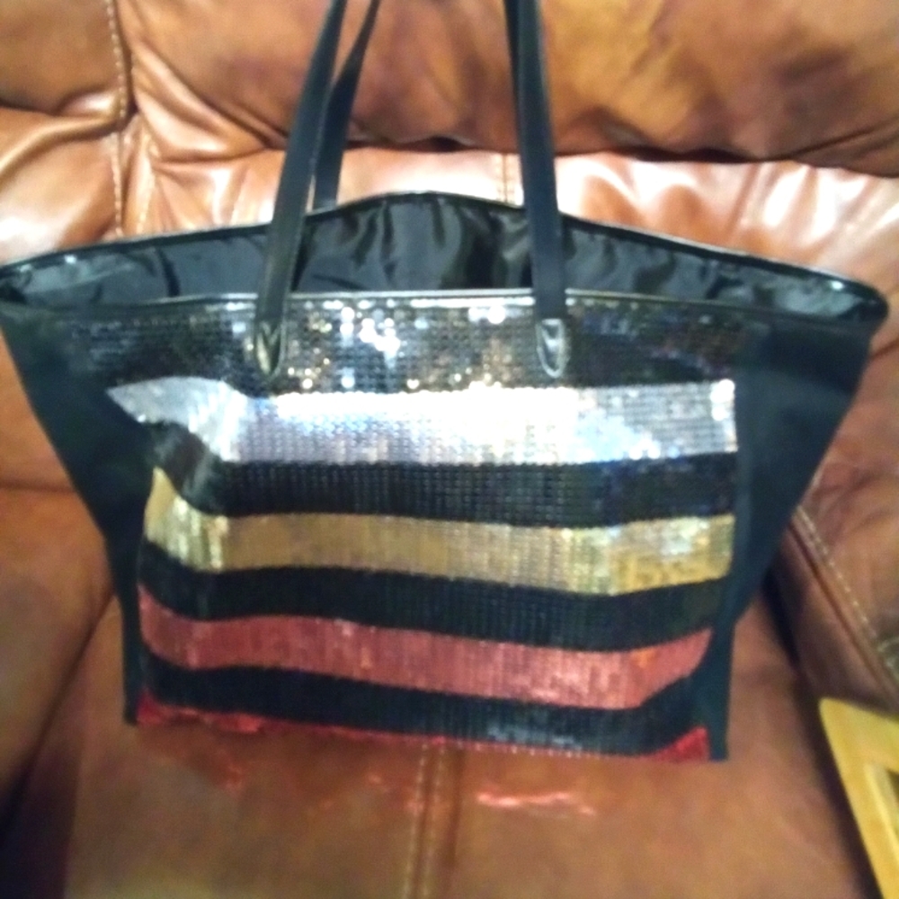 Victoria's Secret sequined weekend tote bag